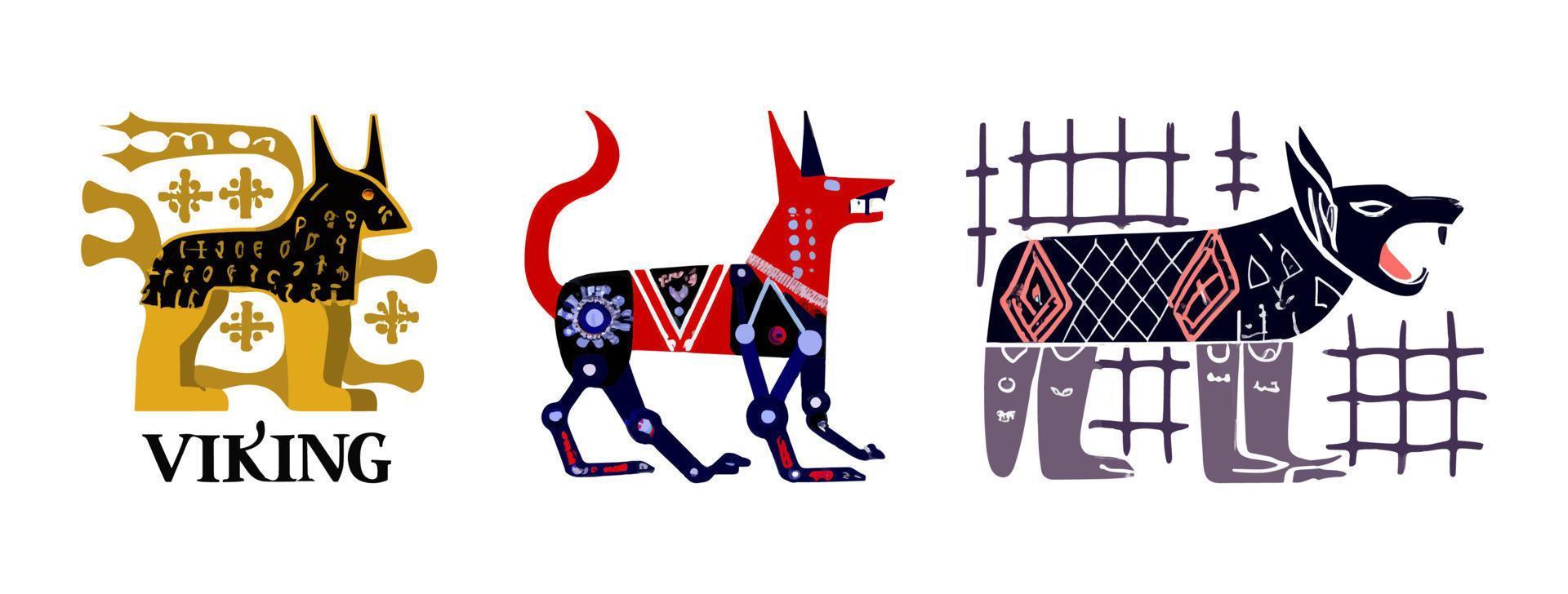 Scandinavian dog warrior symbol. Vector. vector