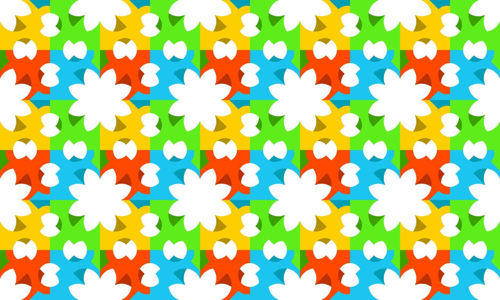Seamless Pattern Minimalist White Flowers Colorful Background vector
