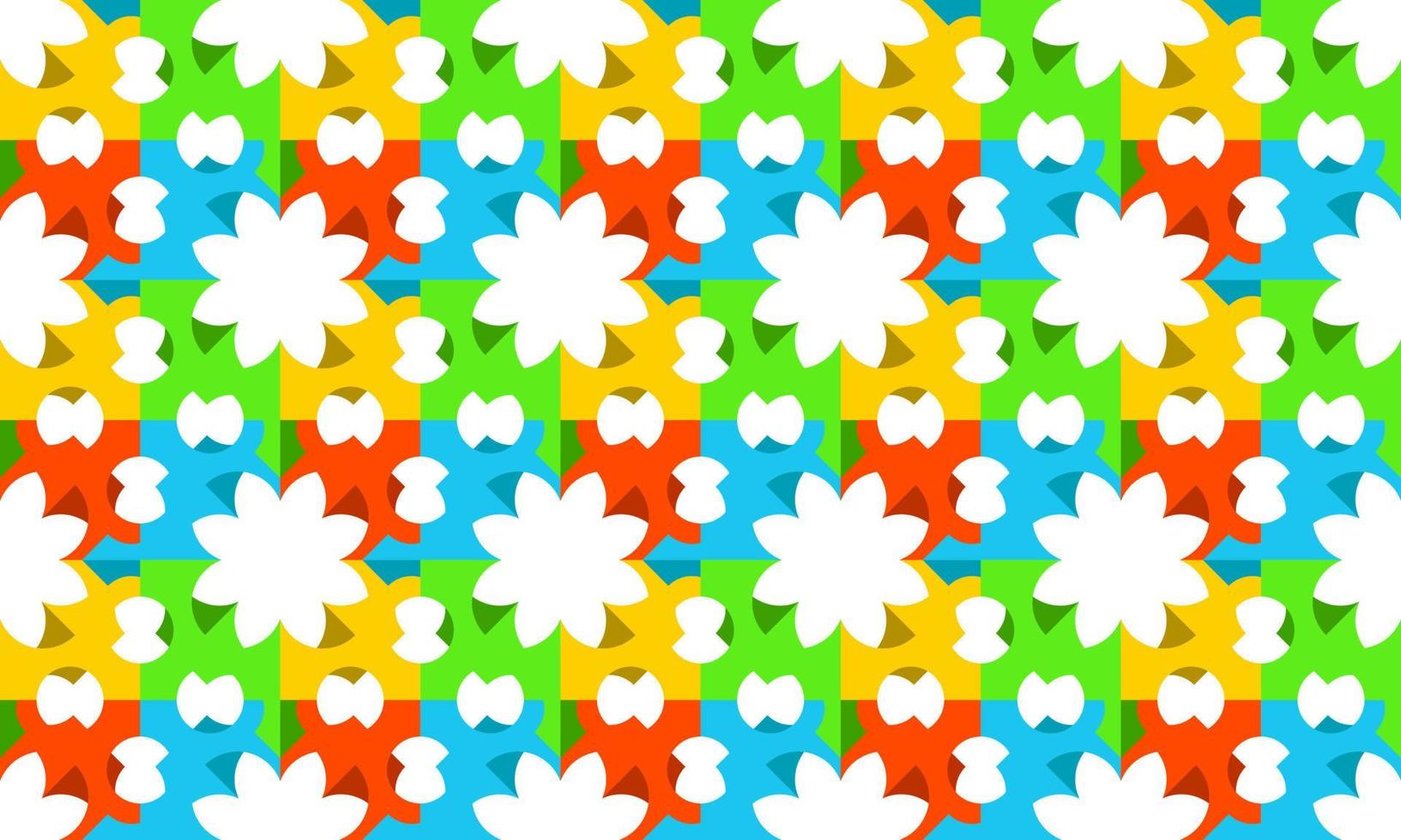 Seamless Pattern Minimalist White Flowers Colorful Background vector