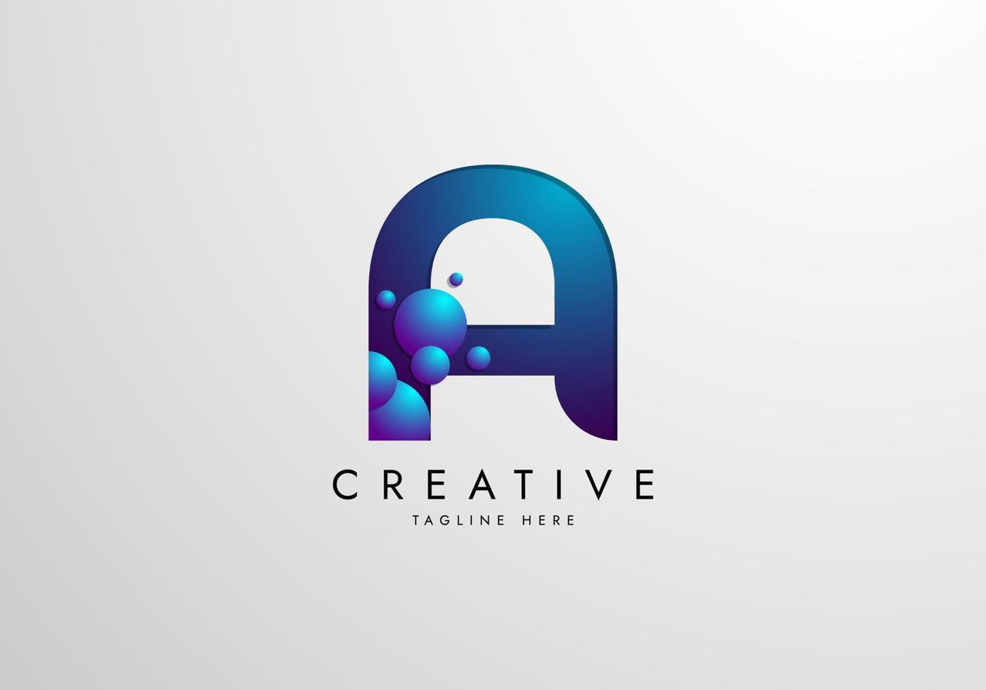 Letter A logo combined with gradient colored bubbles, logo Design Template vector