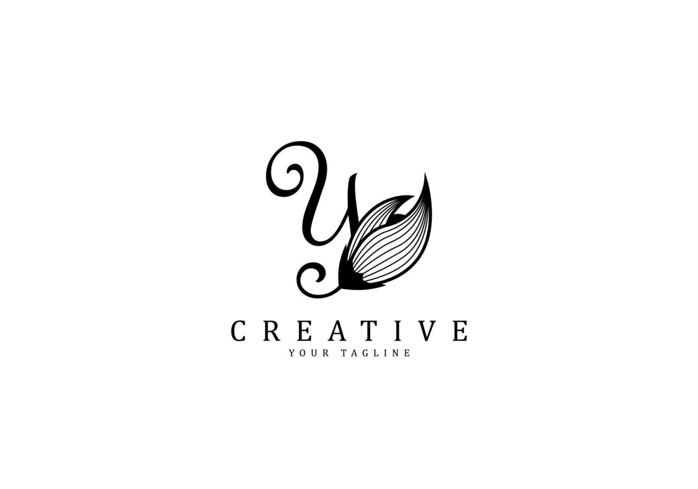 Letter Y linked floral calligraphy, Design logo template vector