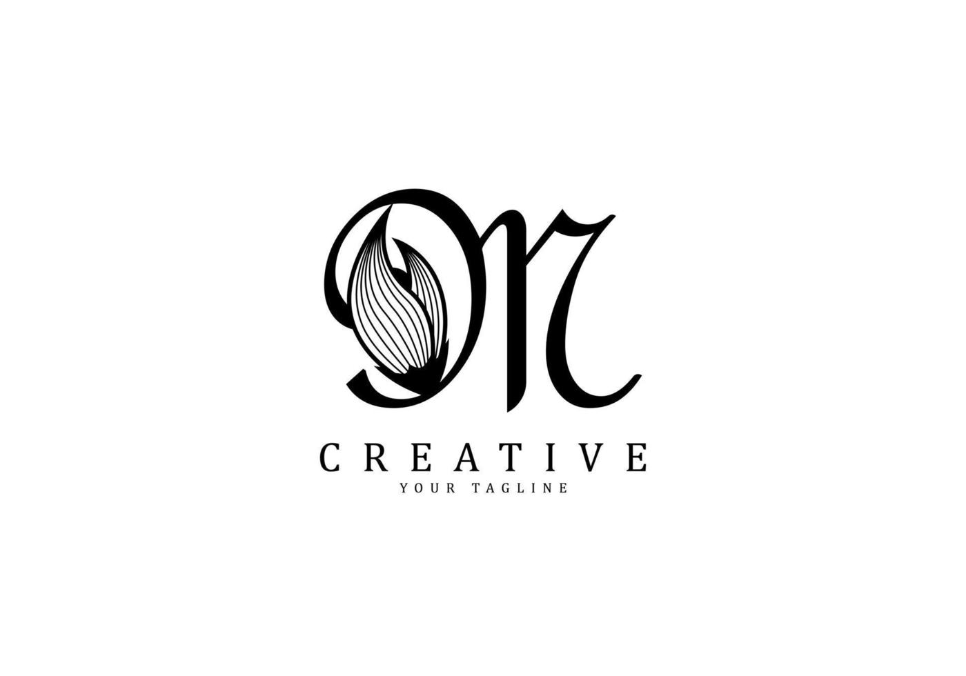 Letter M linked floral calligraphy, Design logo template vector