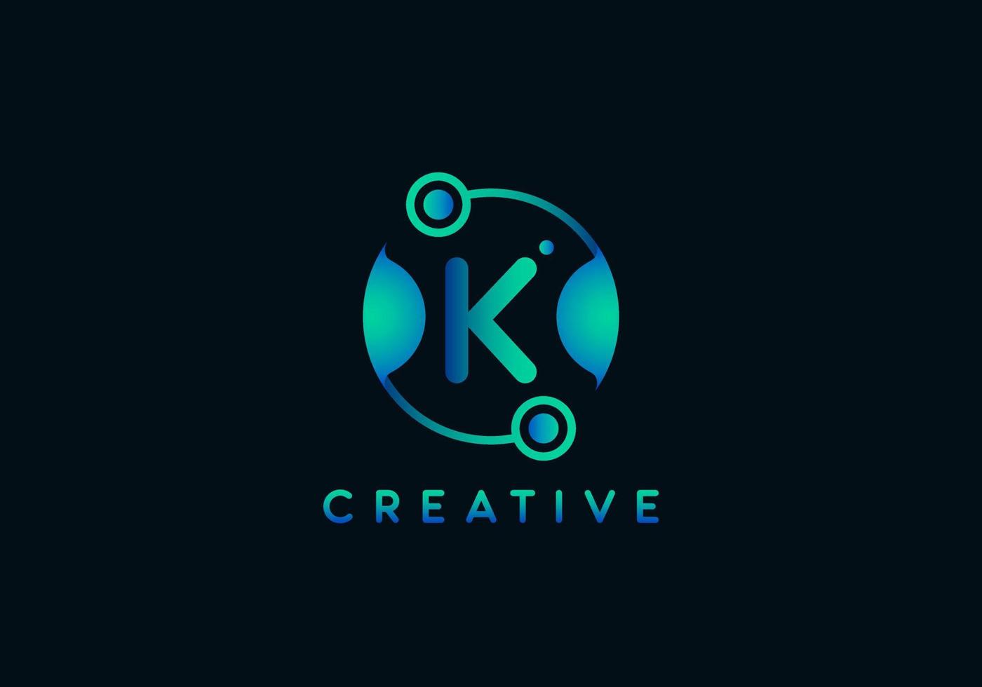 logotipo de la tecnología de la letra inicial k vector