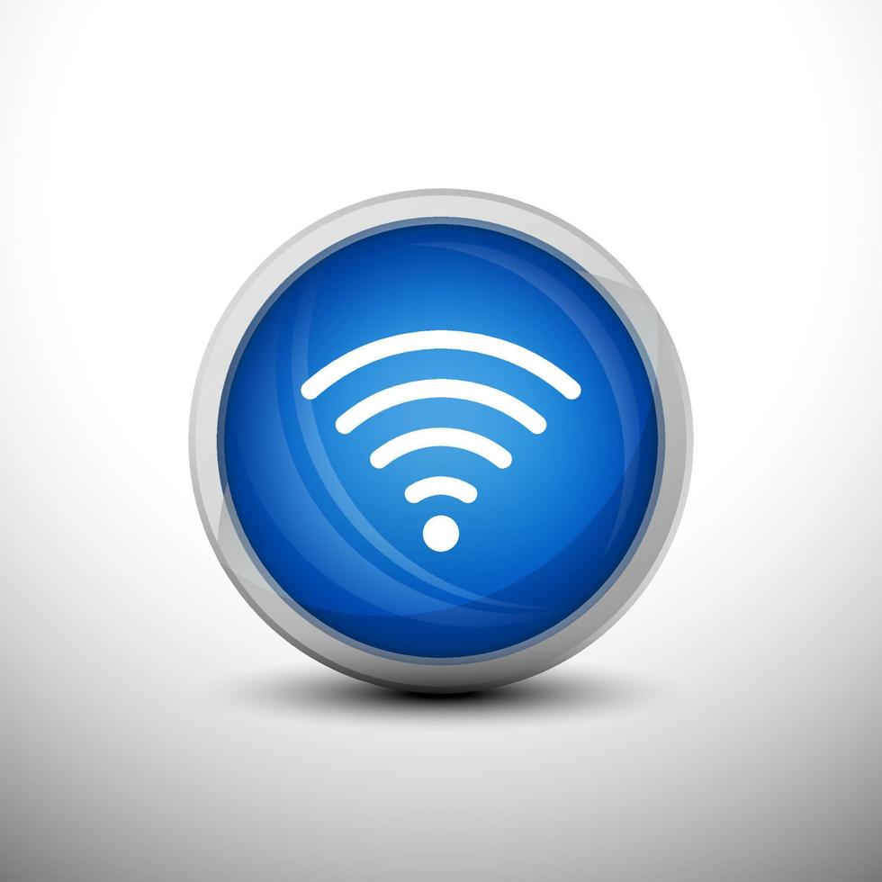 Wifi Network in 3D Shiny Blue Keys for web Icons, Education Icons and Punctuation Icons. Vector Illustration