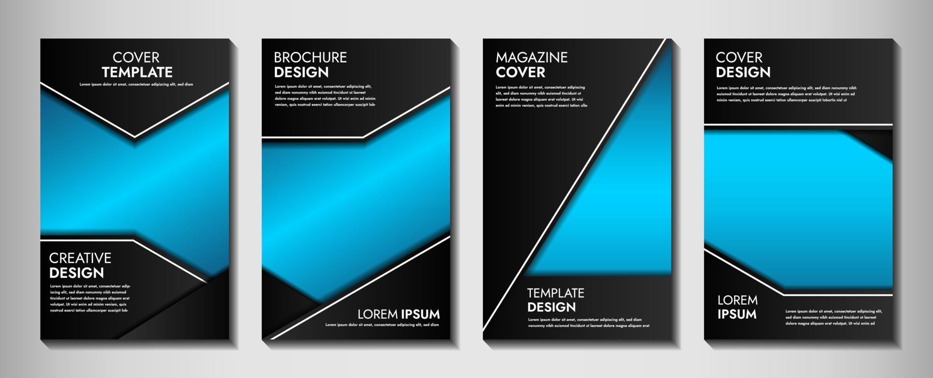 Set Modern Brochure Design Template, Combination of blue and black, Modern catalog, poster, book template etc vector