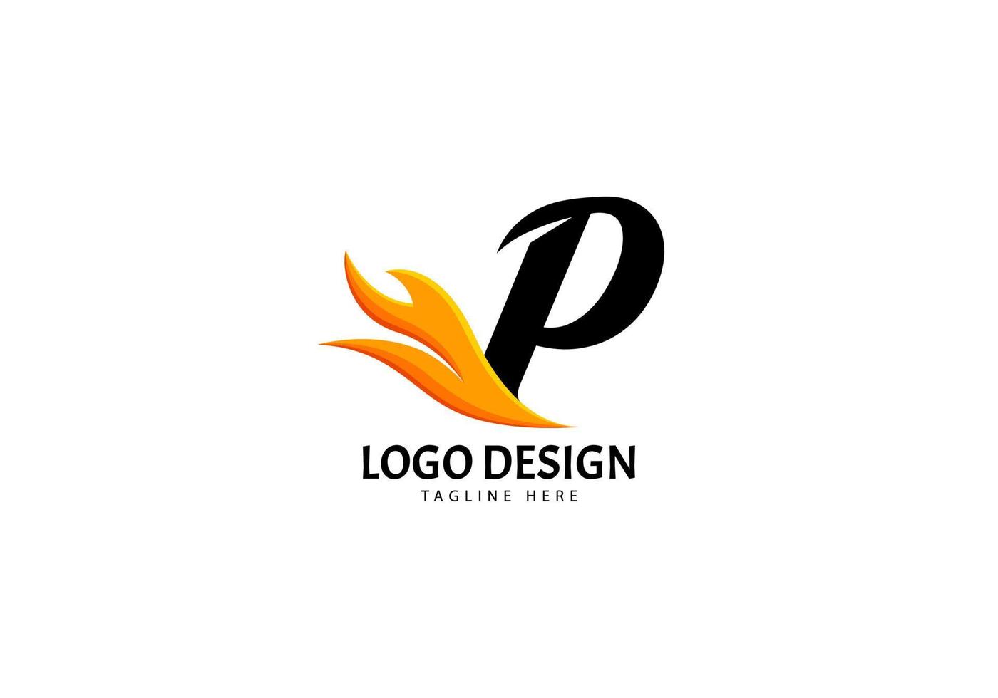 Letter P Fire Logo for Brand or Company, Concept Minimalist. vector