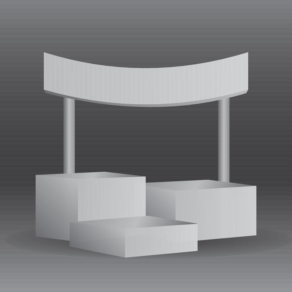 maqueta de stand de feria comercial en blanco. vista frontal. vector aislado sobre fondo blanco