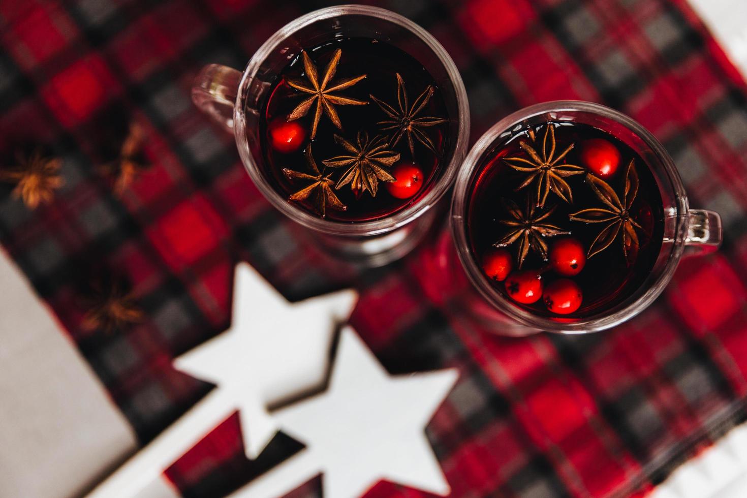 Delicious mulled wine with spices photo