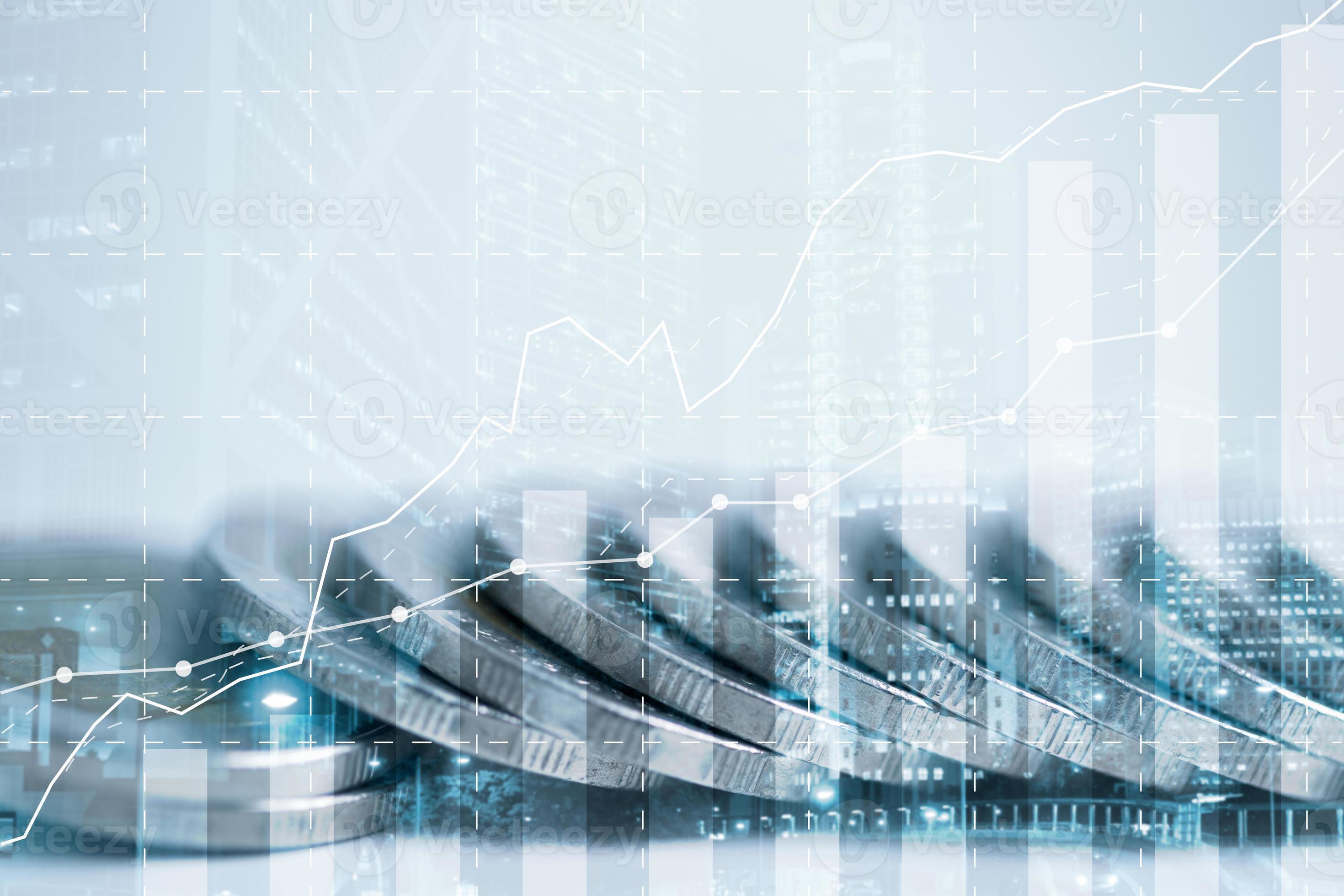 Banking finance investment concept. Double exposure image of growth