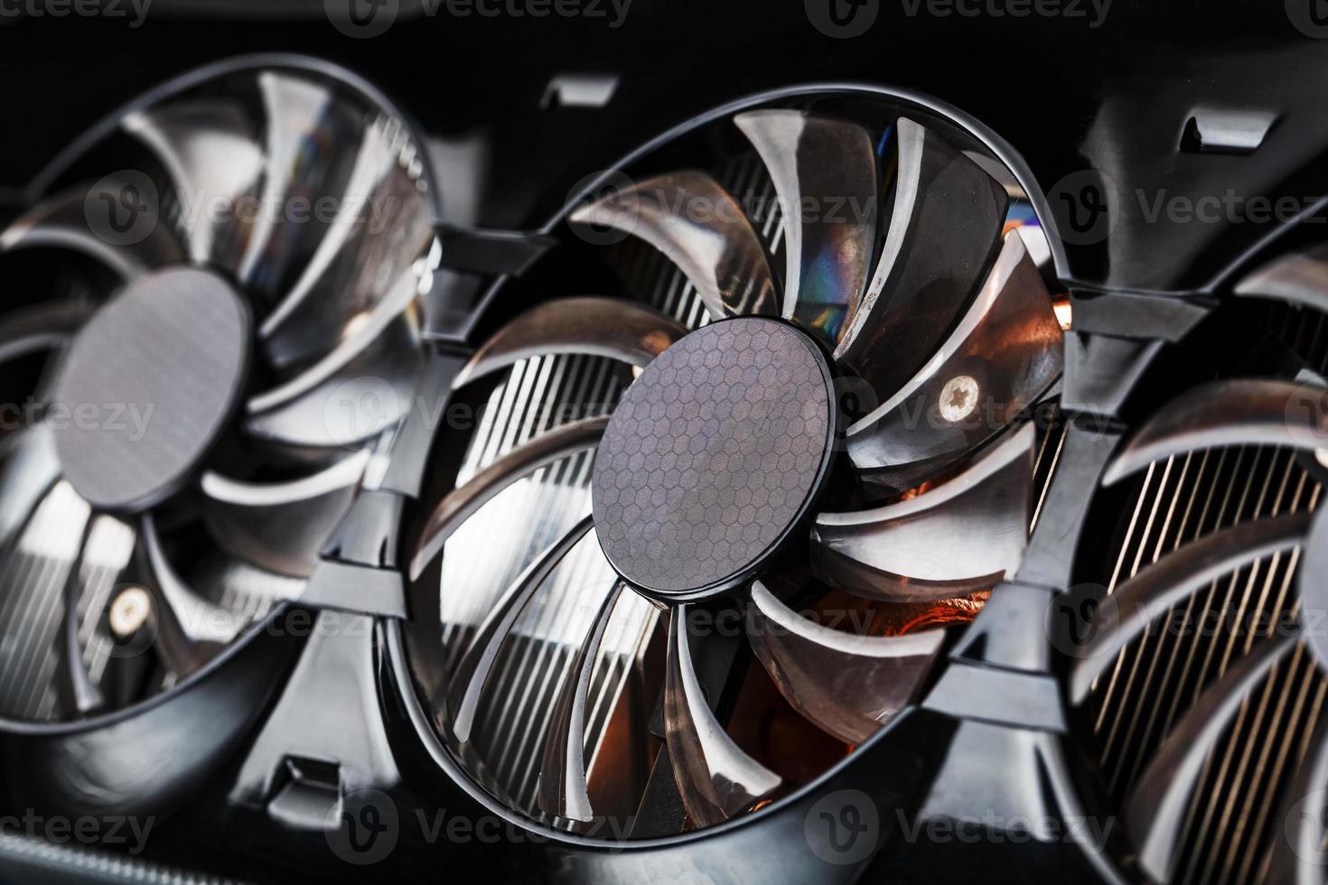 Game video card Cooler blades Selective close-up focus. photo