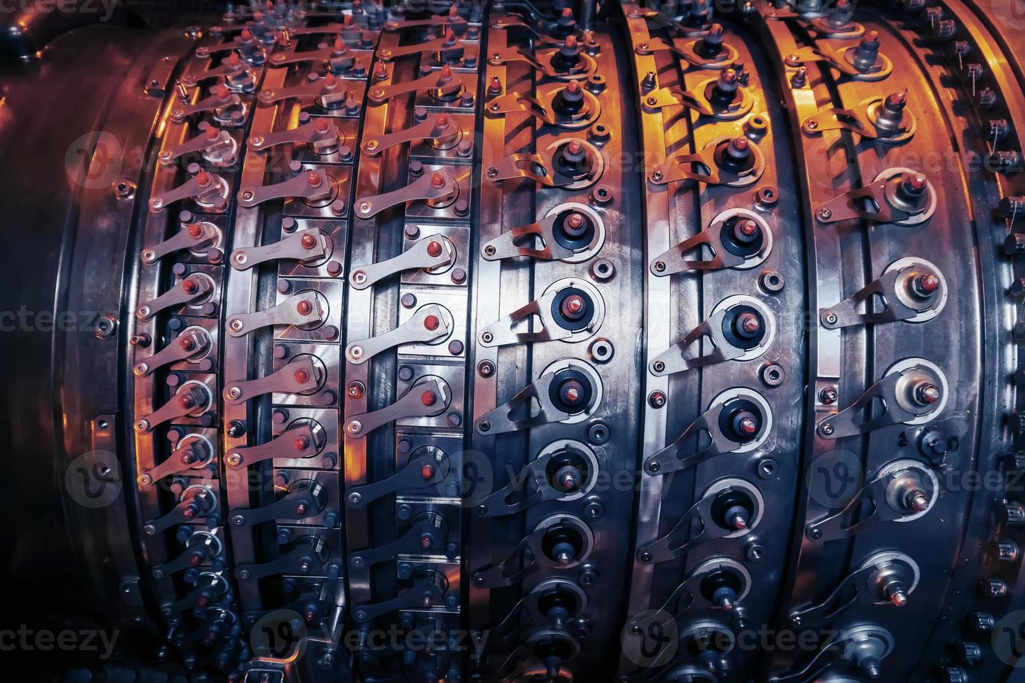 Parts of the operational gas turbine engine of a jet aircraft photo