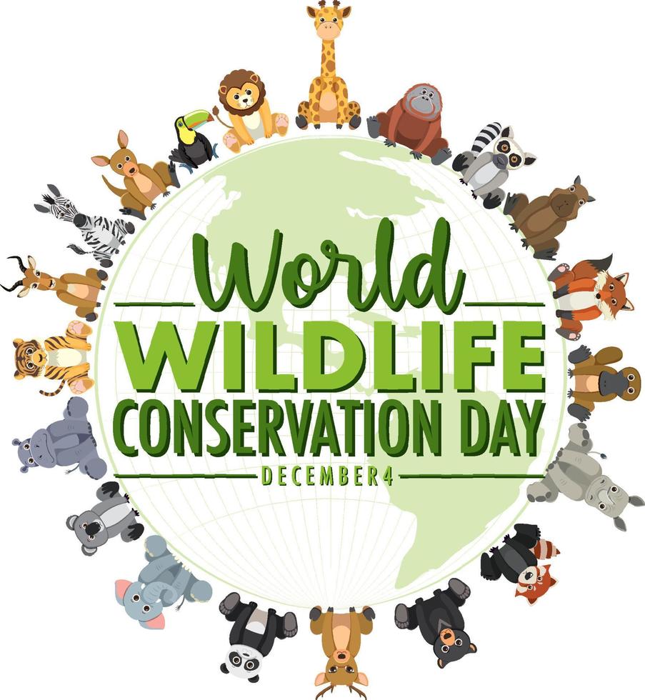 plantilla de póster del día mundial de la conservación de la vida silvestre vector