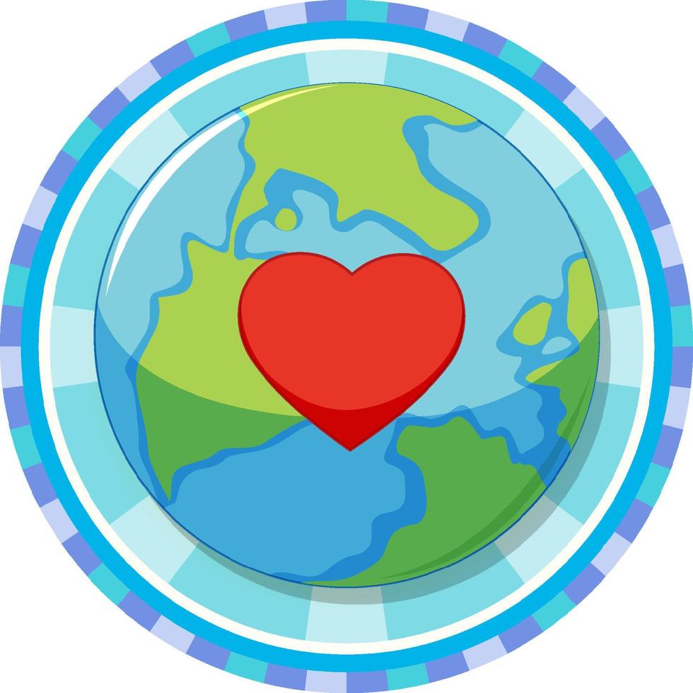 Heart on globe symbol vector