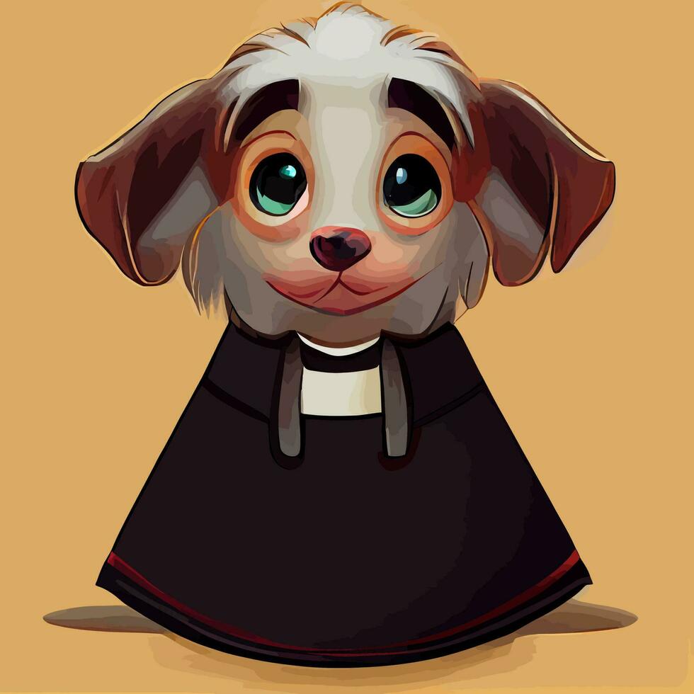 illustration vector of cute cartoon puppy using pastor costume isolated perfect for Christmas greeting card