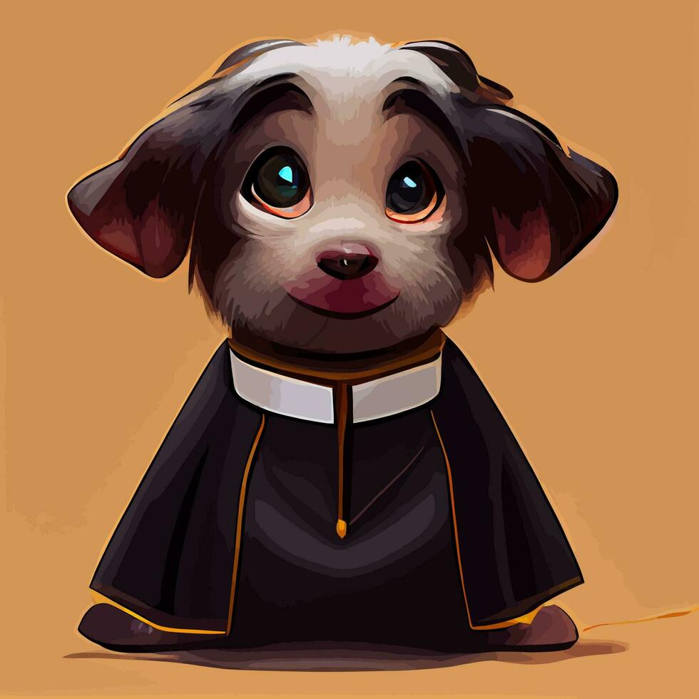 illustration vector of cute cartoon puppy using pastor costume isolated perfect for Christmas greeting card