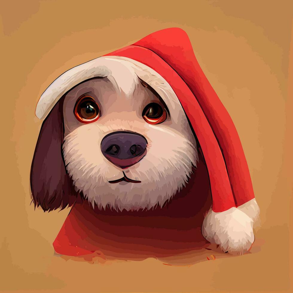 illustration vector of cute cartoon puppy using Christmas costume isolated perfect for kid greeting card