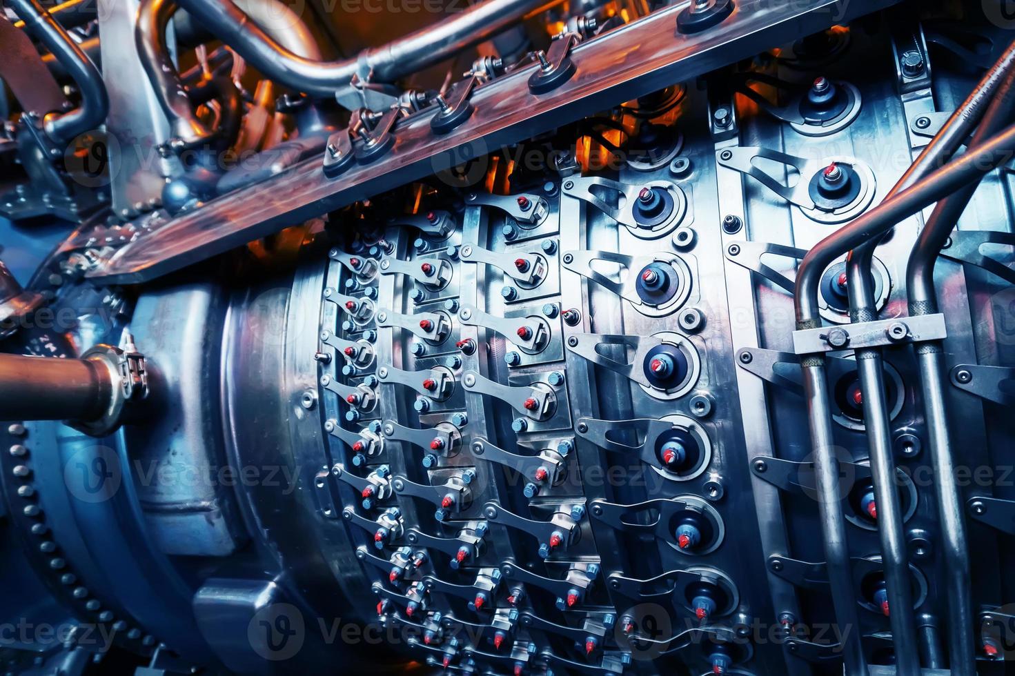 Electric generating engine of a gas pumping unit. A huge turbine in the enterprise for clean energy. photo