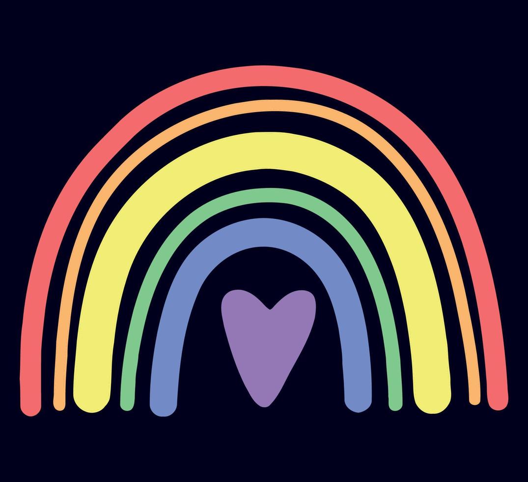 Cute Illustrated Boho Rainbow Heart vector