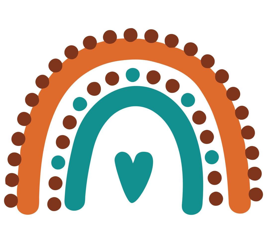 Cute Illustrated Boho Rainbow Heart vector