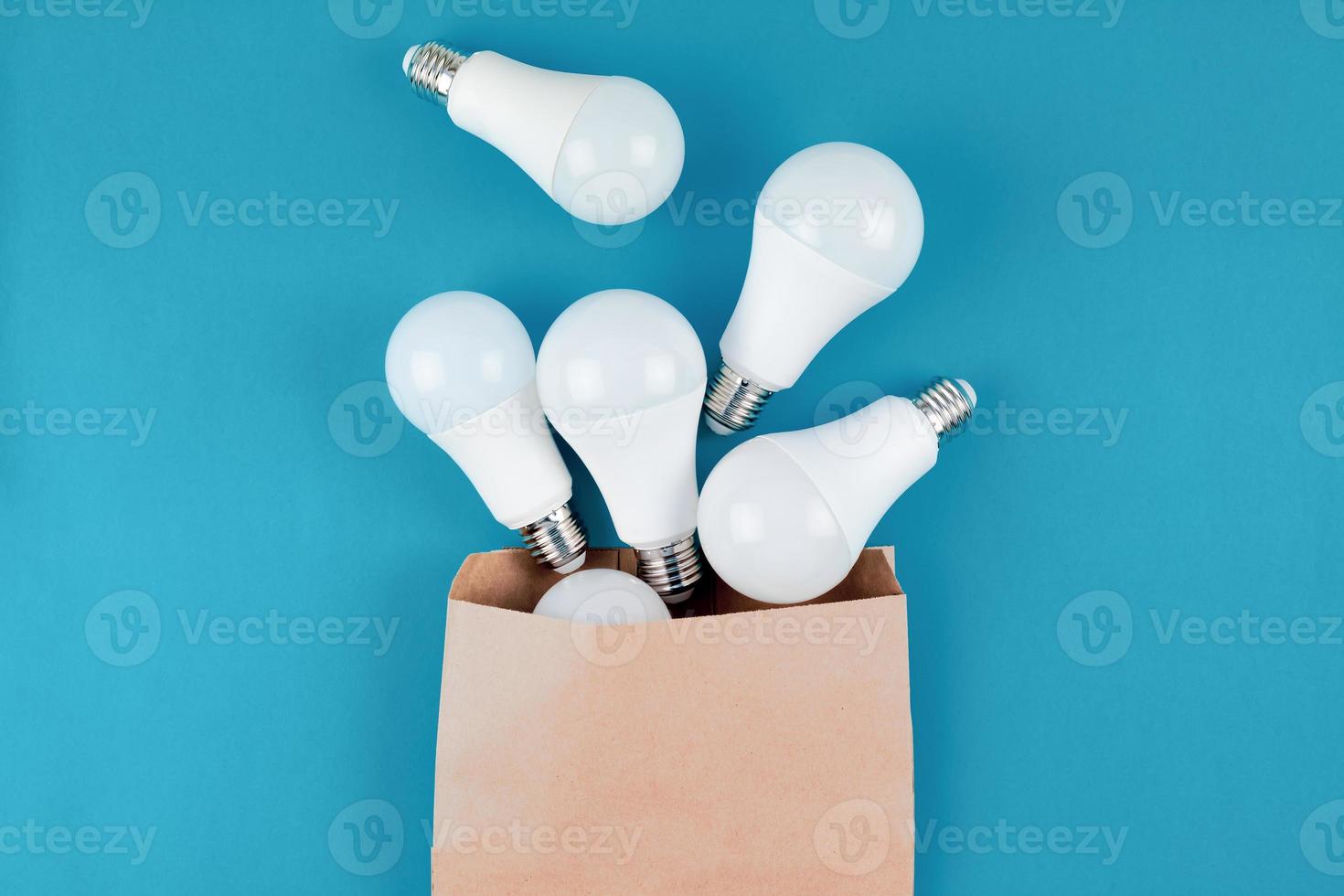 LED light bulbs in craft paper shopping bag photo