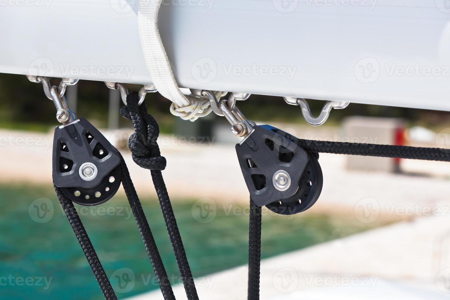 Winch and rope, yacht detail photo