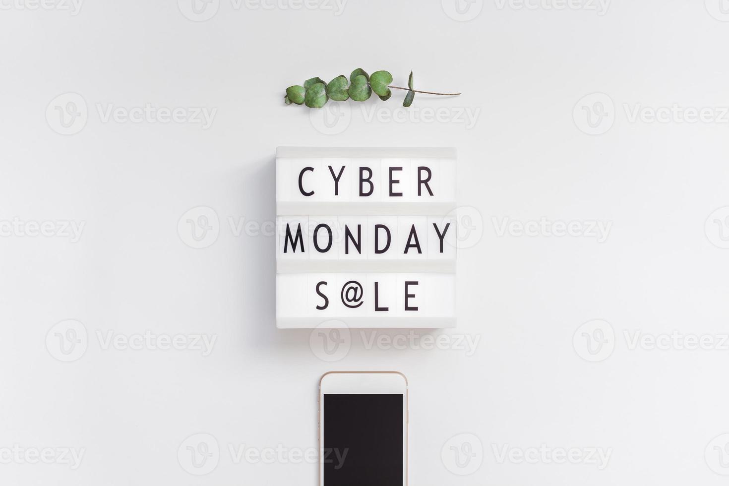 Cyber Monday sale text on white lightbox photo