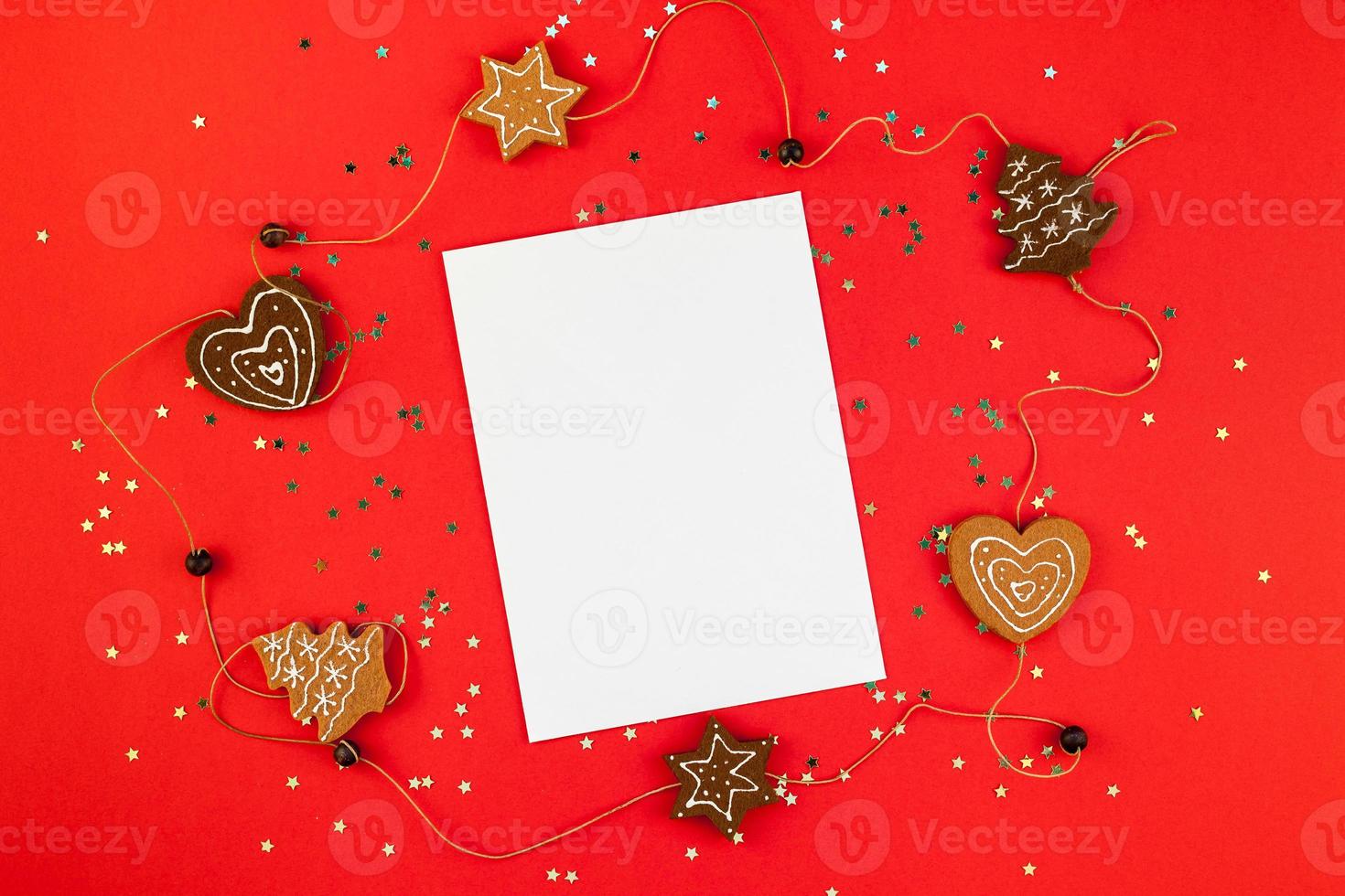 Christmas greeting postcard mockup with glitter photo