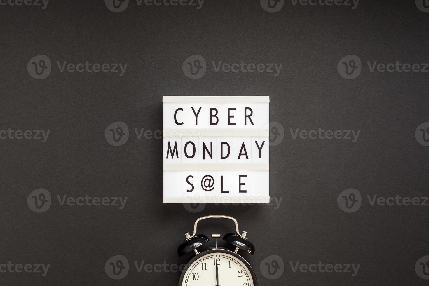 Cyber Monday sale text on white lightbox photo