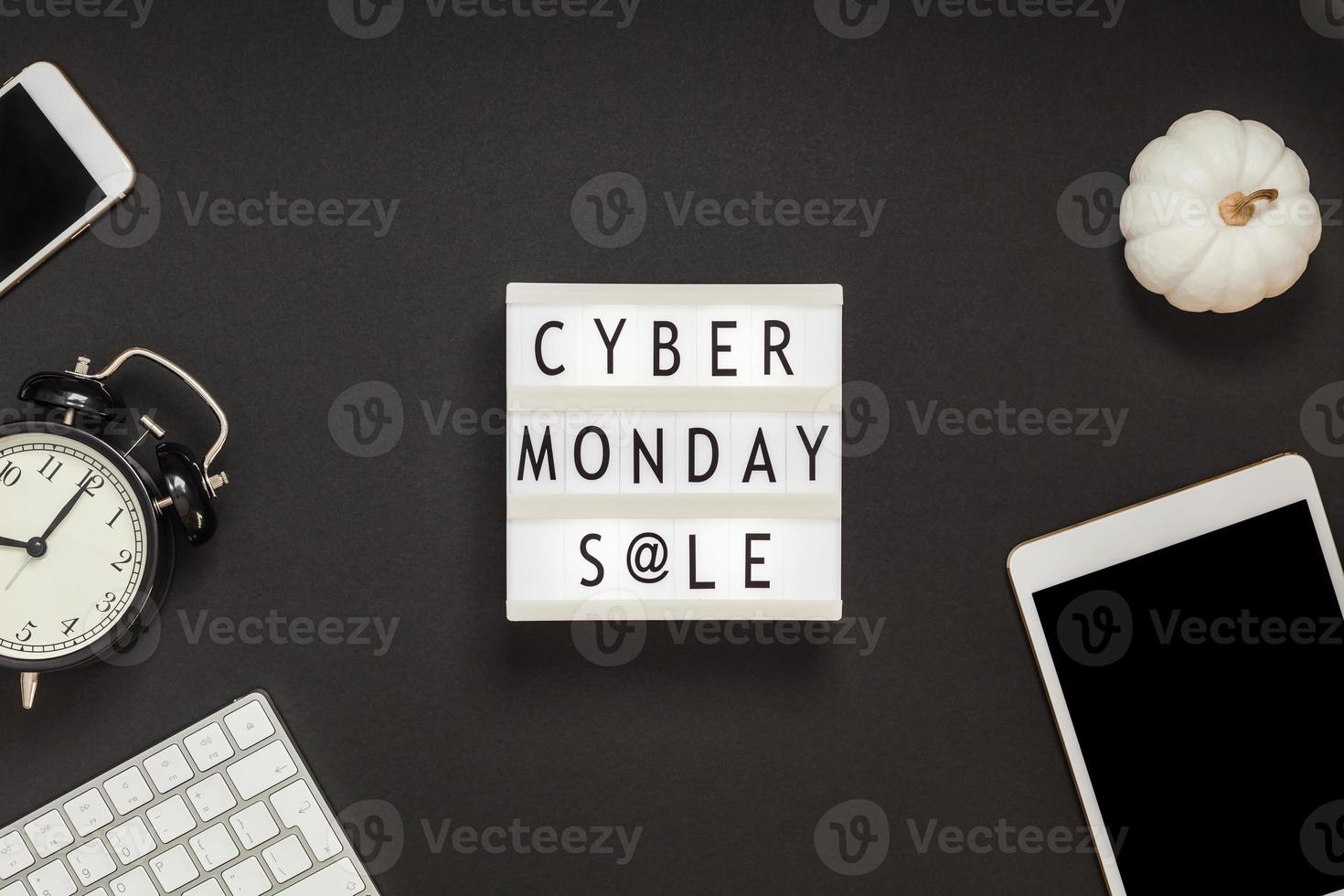 Cyber Monday sale text on white lightbox photo