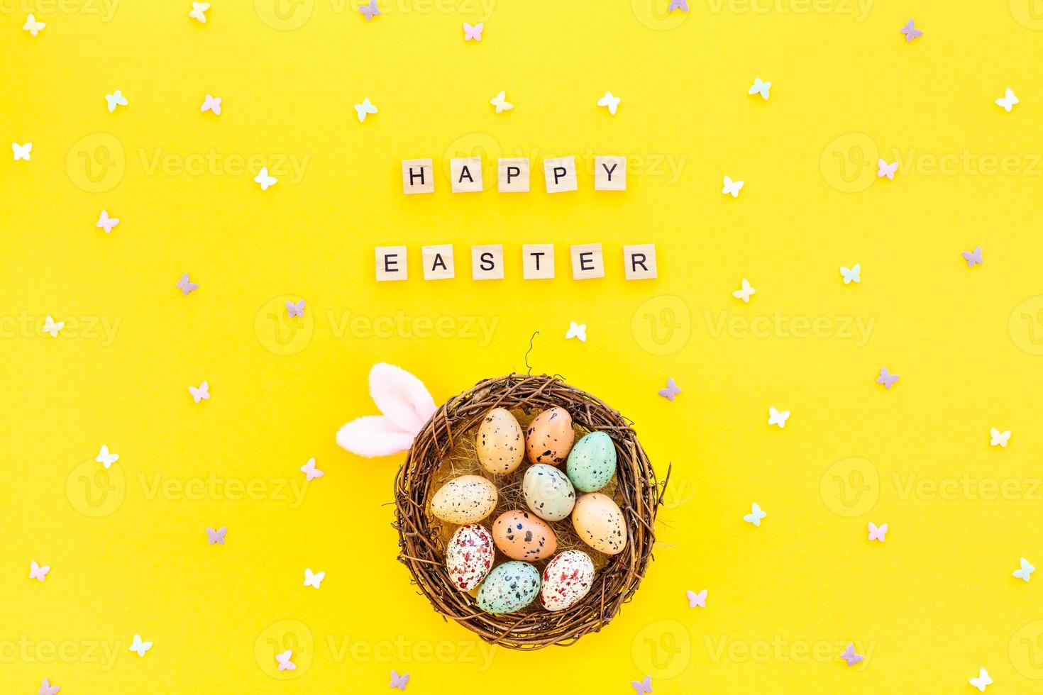 Creative Top view holiday Easter Concept photo