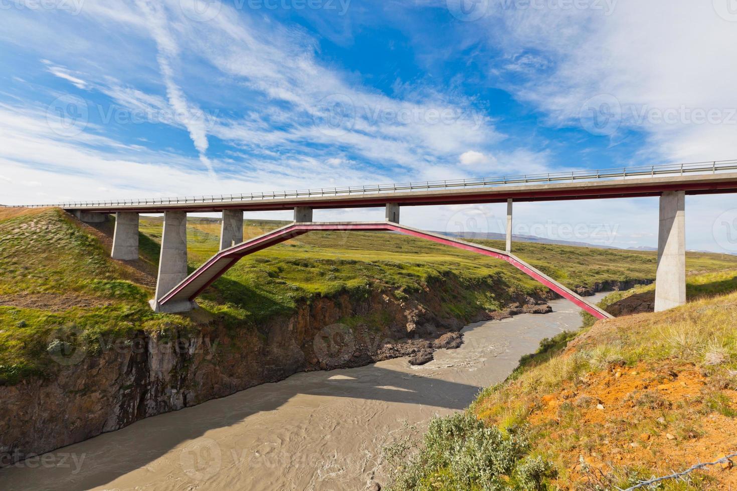 Modern bridge over Icelandic river photo