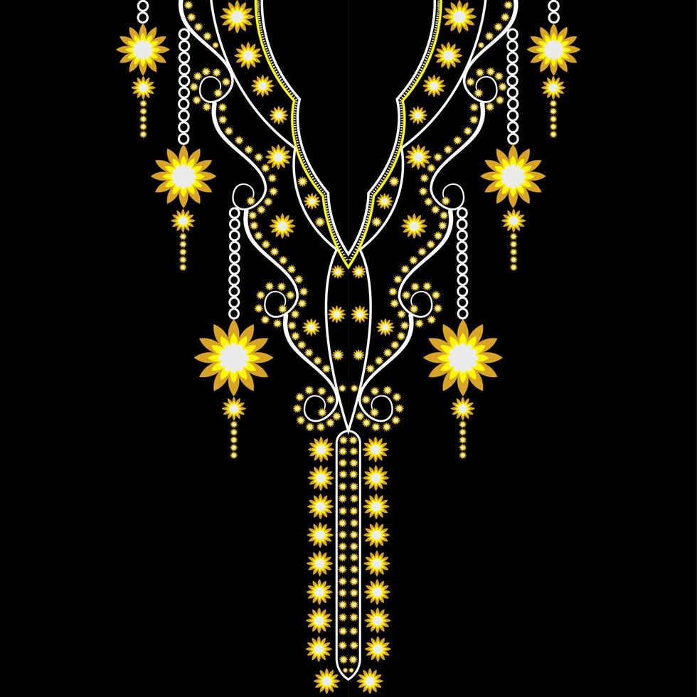 traditional geometric ethnic embroidered neckline pattern design vector