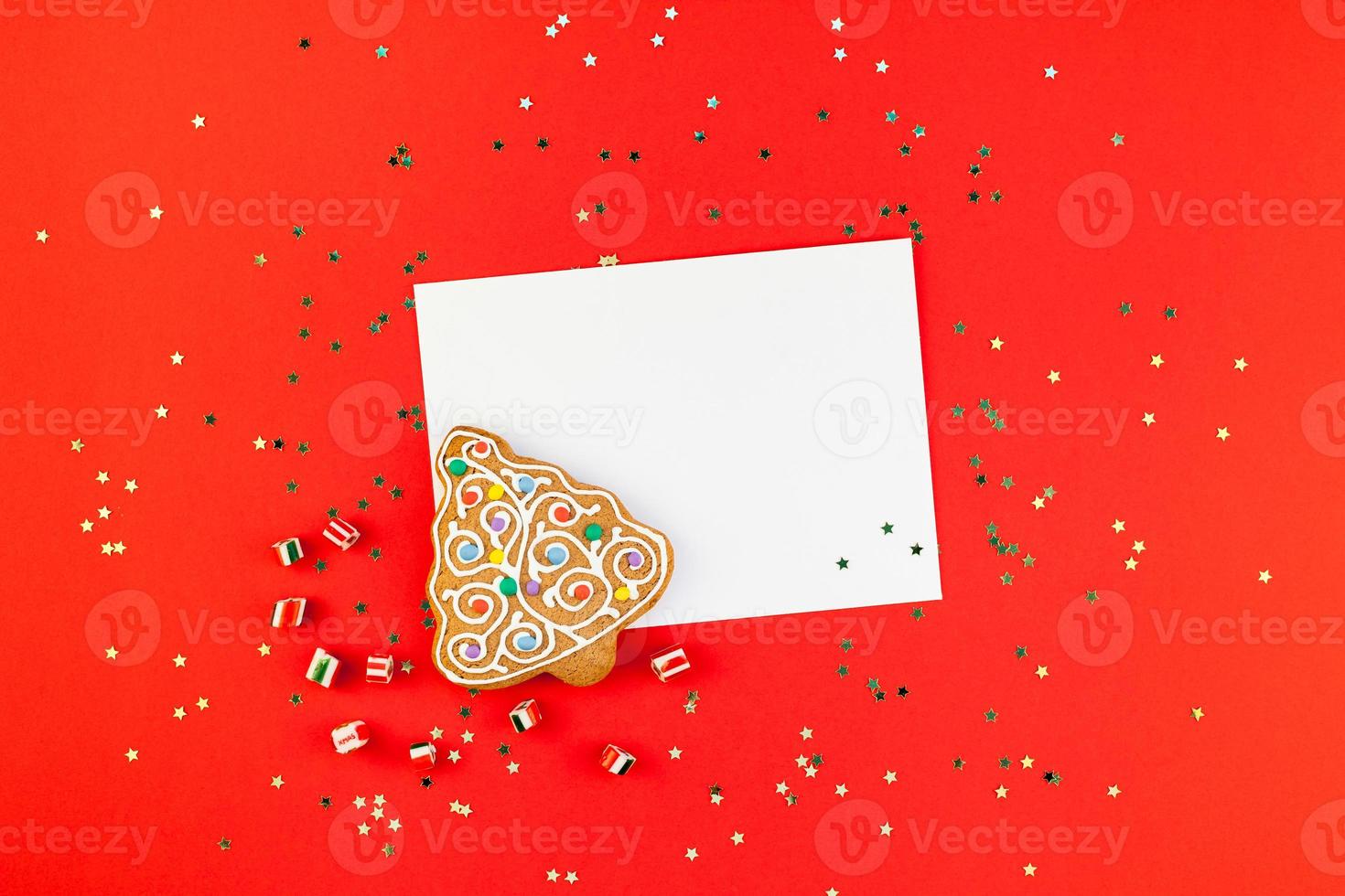 Christmas greeting postcard mockup with glitter photo