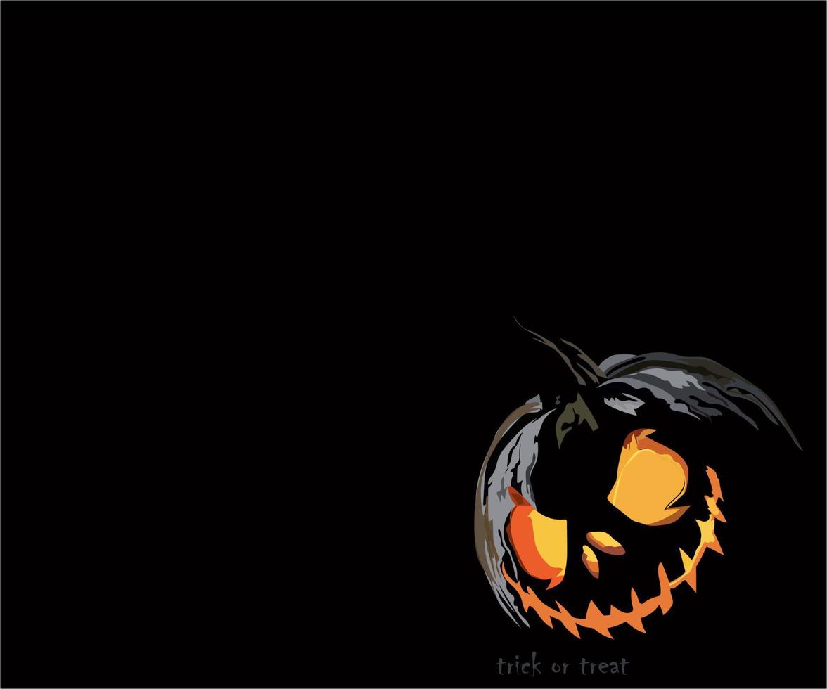 Halloween background. Spooky pumpkin with black color and dark forest. Halloween design with copyspace vector