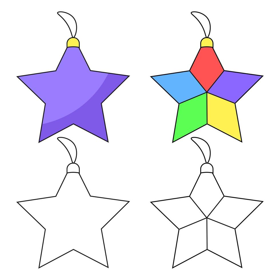 A set of  Christmas tree toys in the form of a star vector