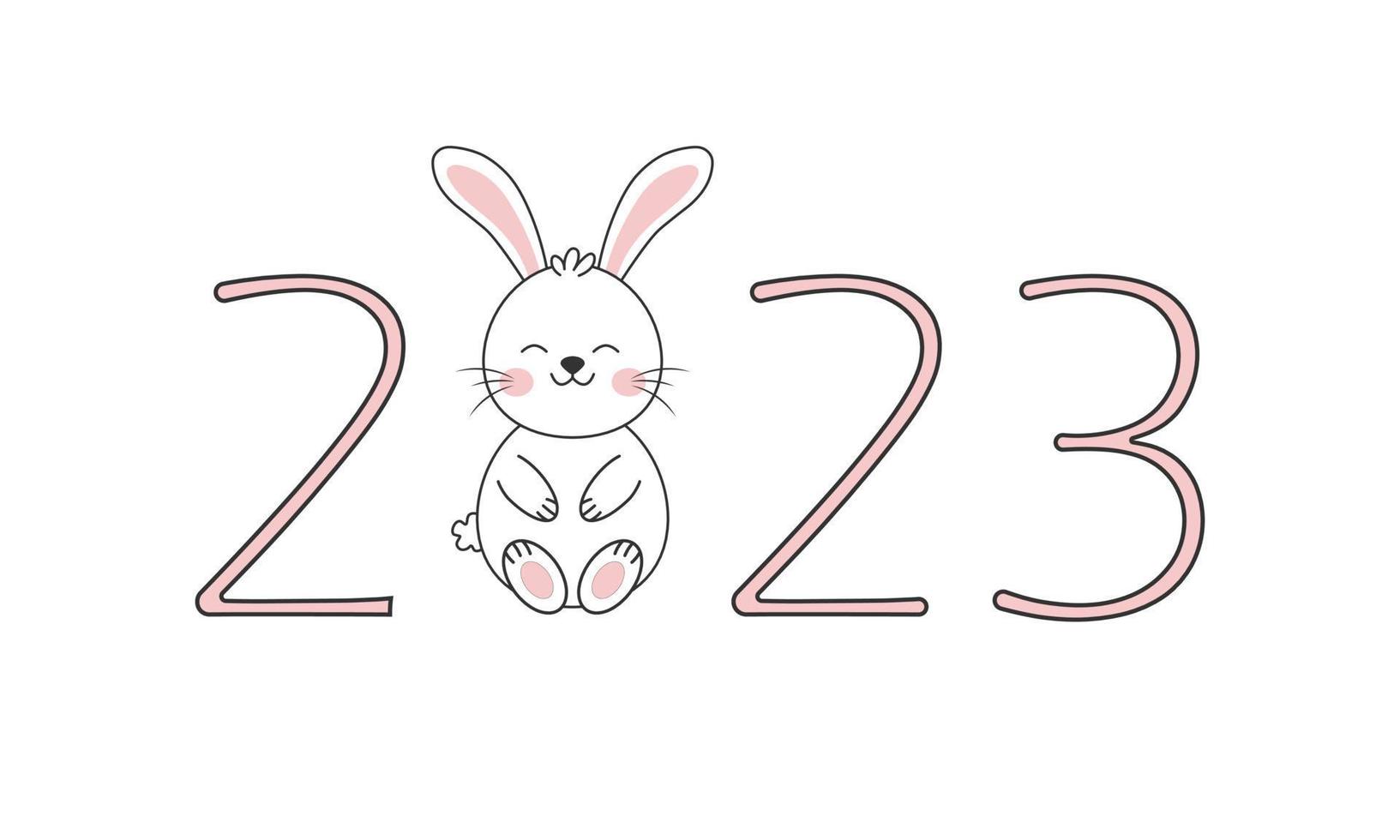 Rabbit symbol of 2023. Vector illustration.