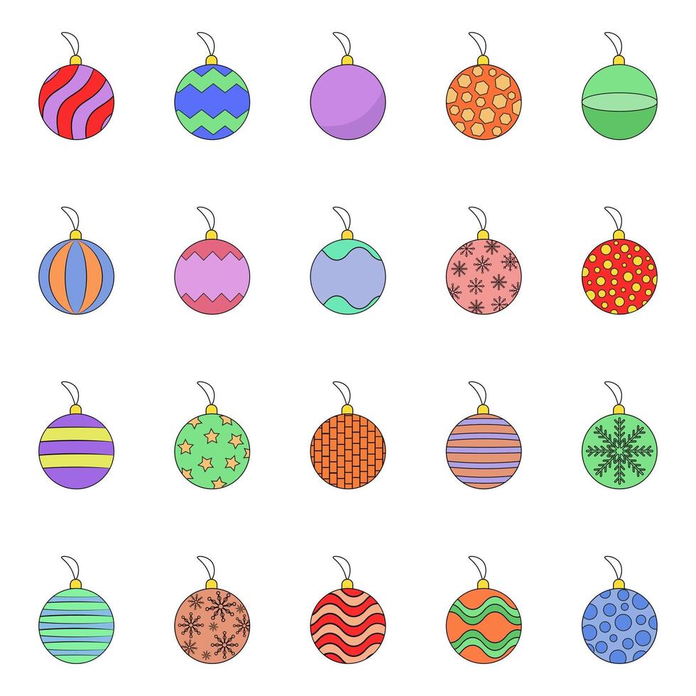 conjunto de adornos navideños vector