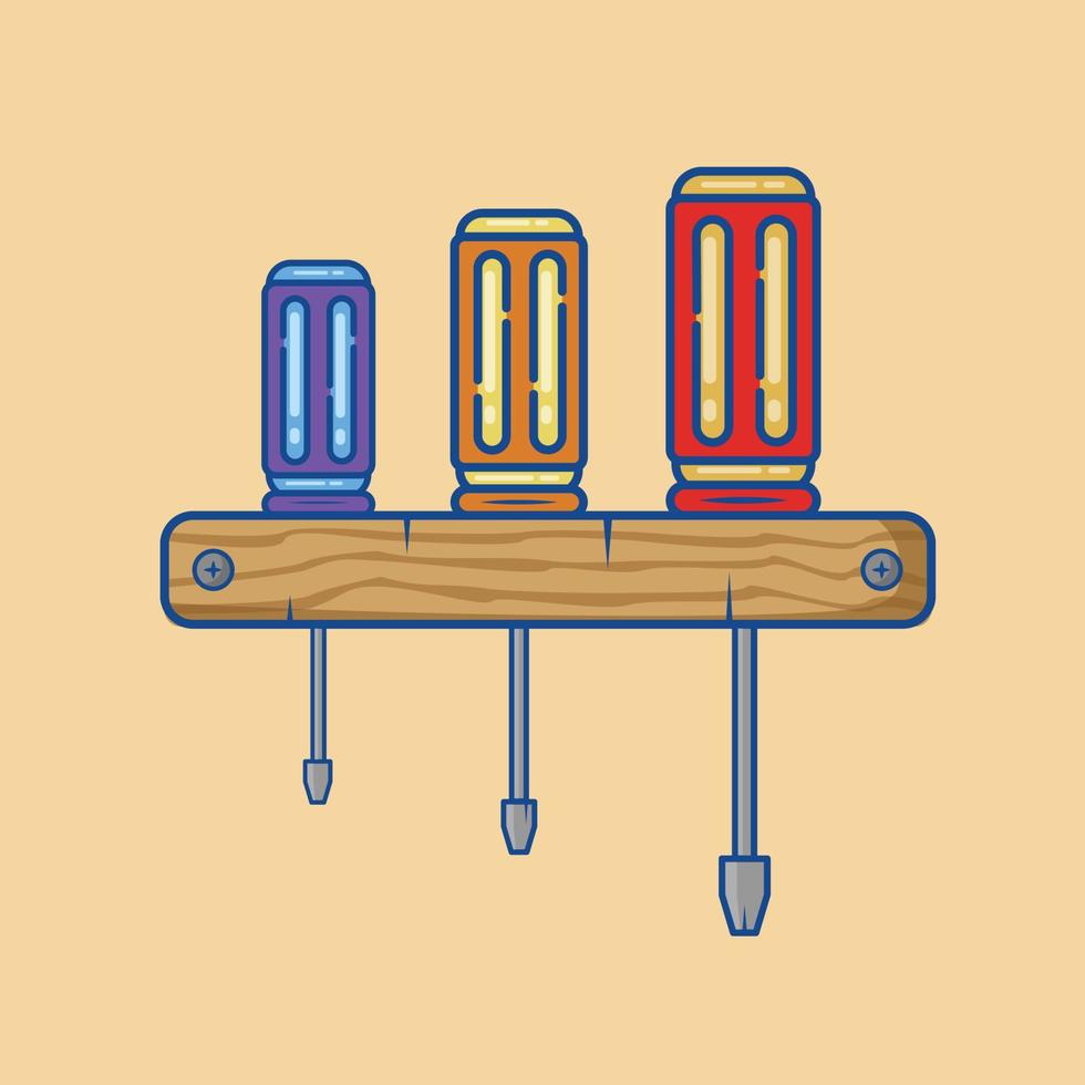 Screwdriver Set Illustration in Cartton Vector