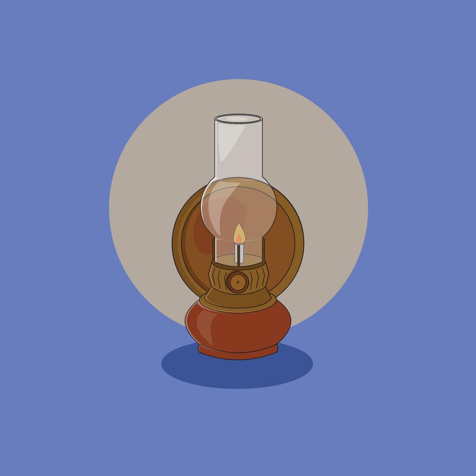 vector de ilustración de lámpara de aceite antiguo