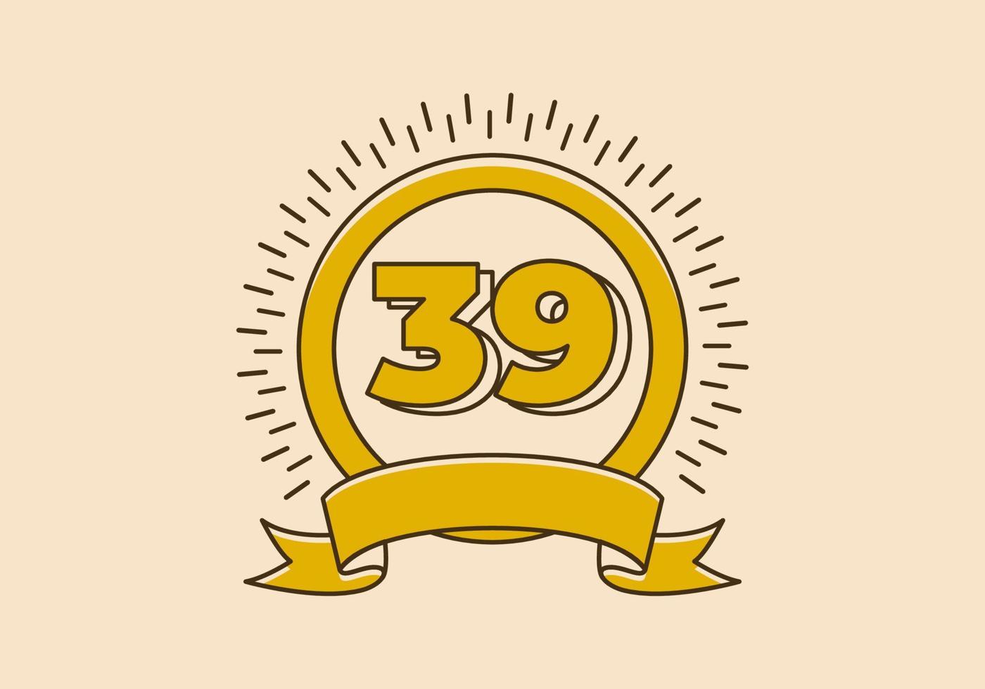 Vintage yellow circle badge with number 39 on it vector