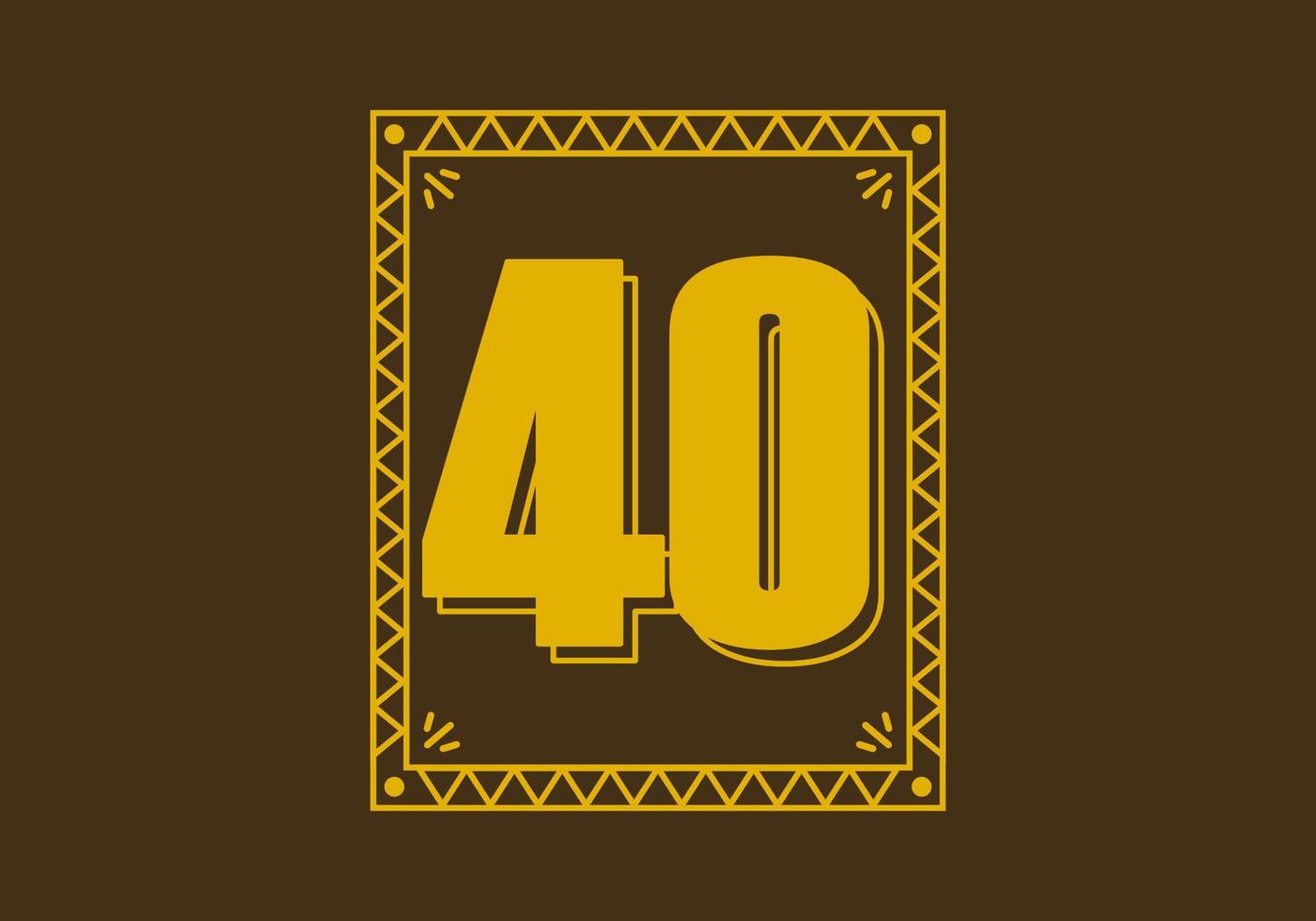 número 40 en marco de rectángulo retro vector