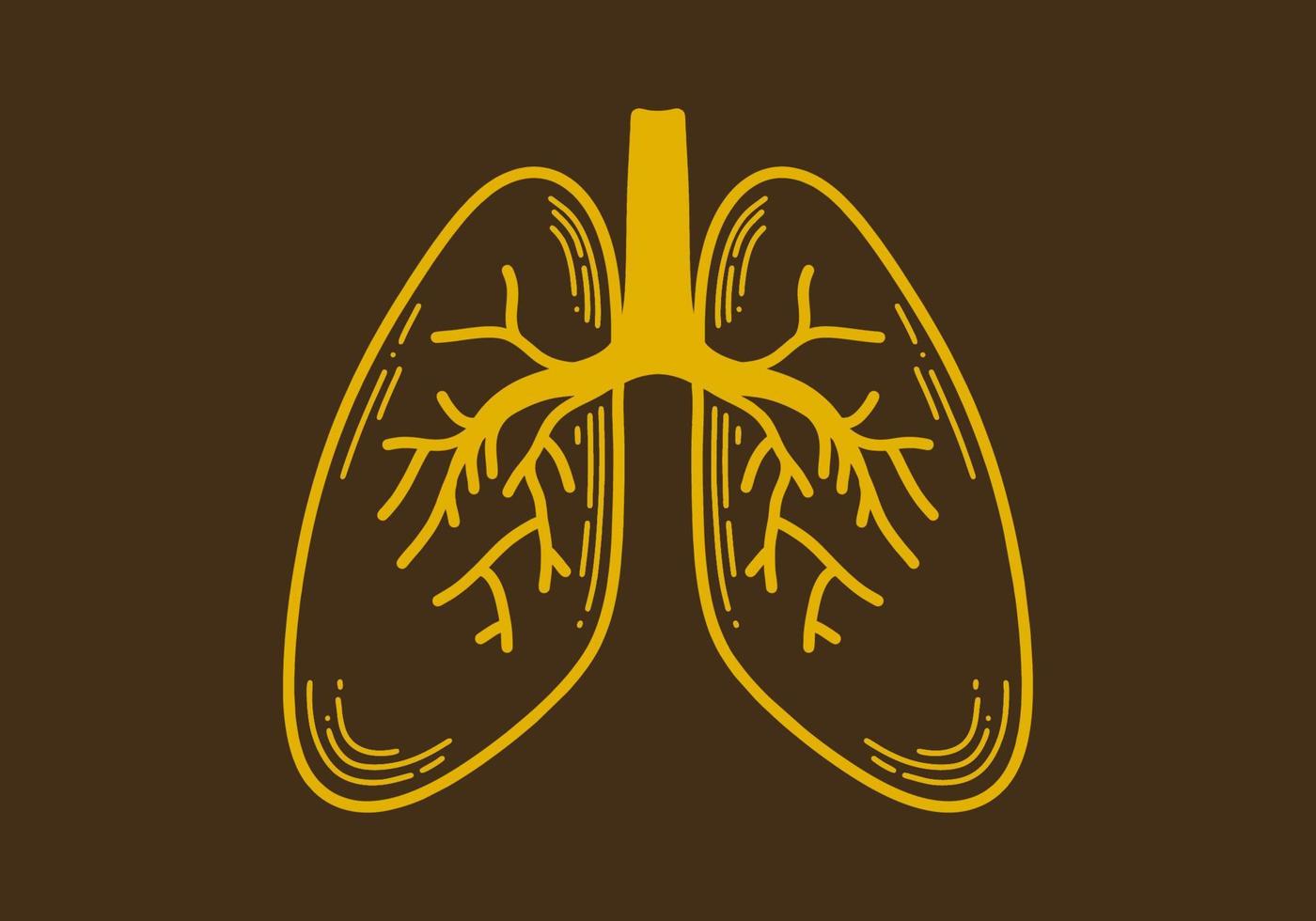 ilustración de estilo retro de un pulmón vector
