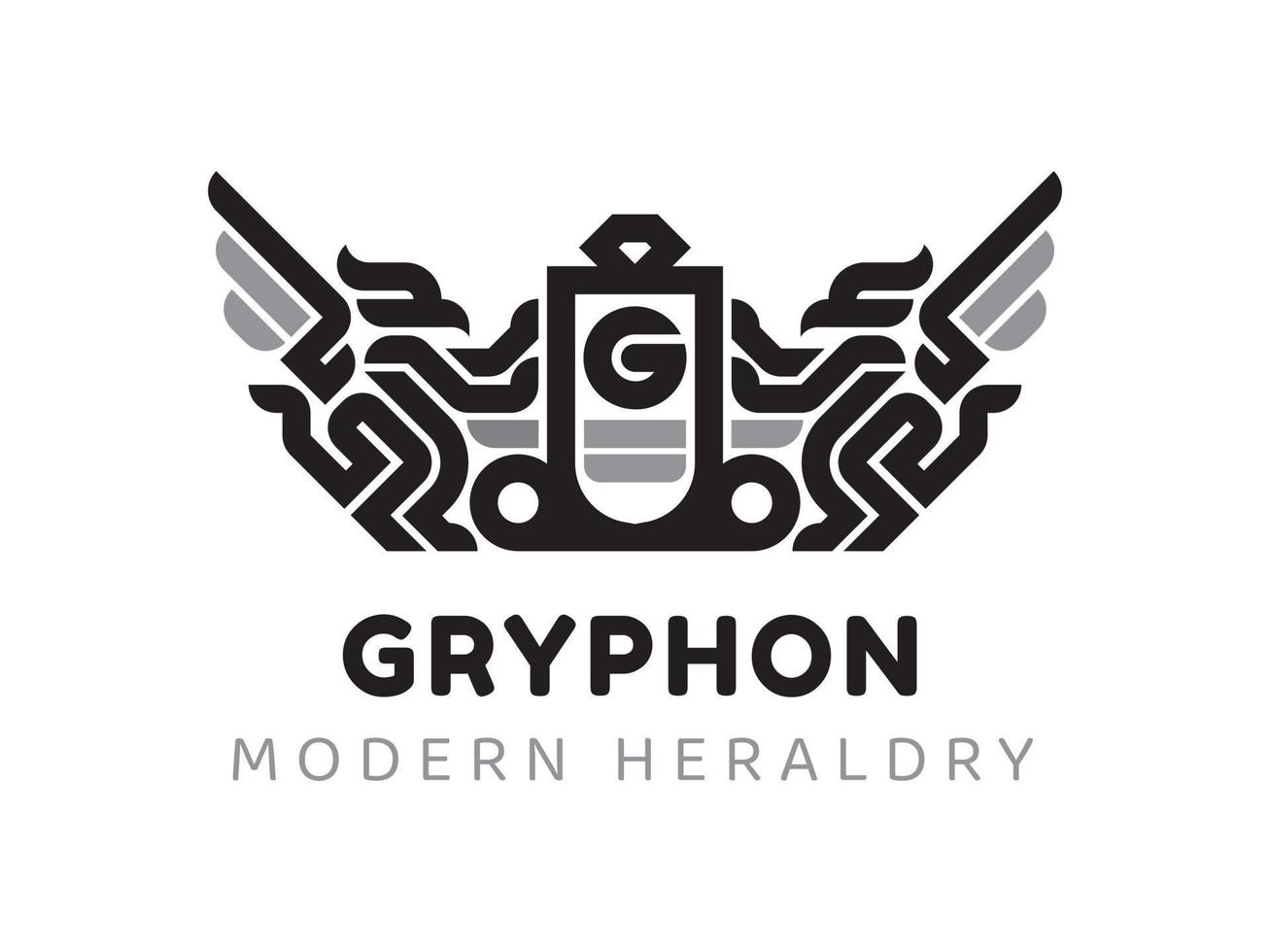 Simple Luxury logo. Gryphon Shield Crest vector