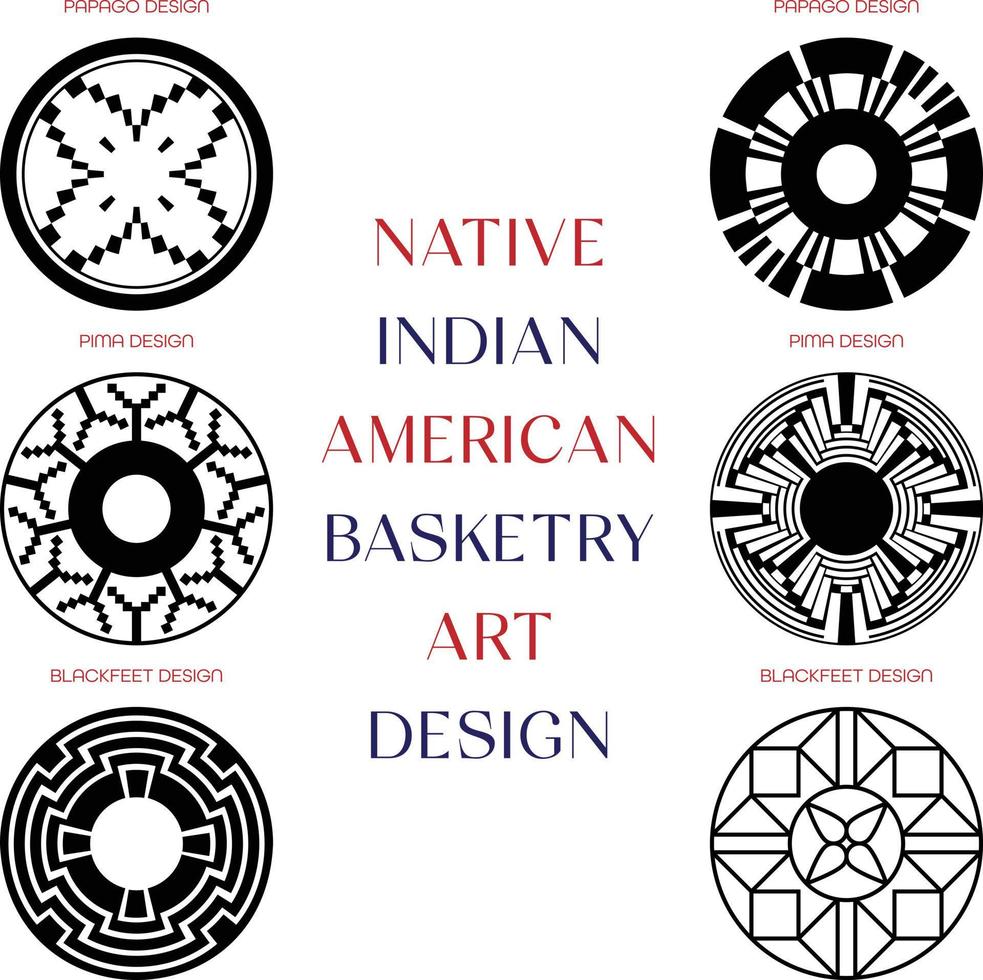 native Indian American basketry designs vector