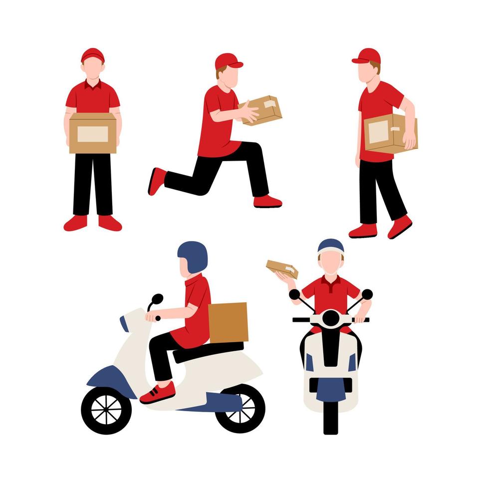 Set of Delivery Man Character vector