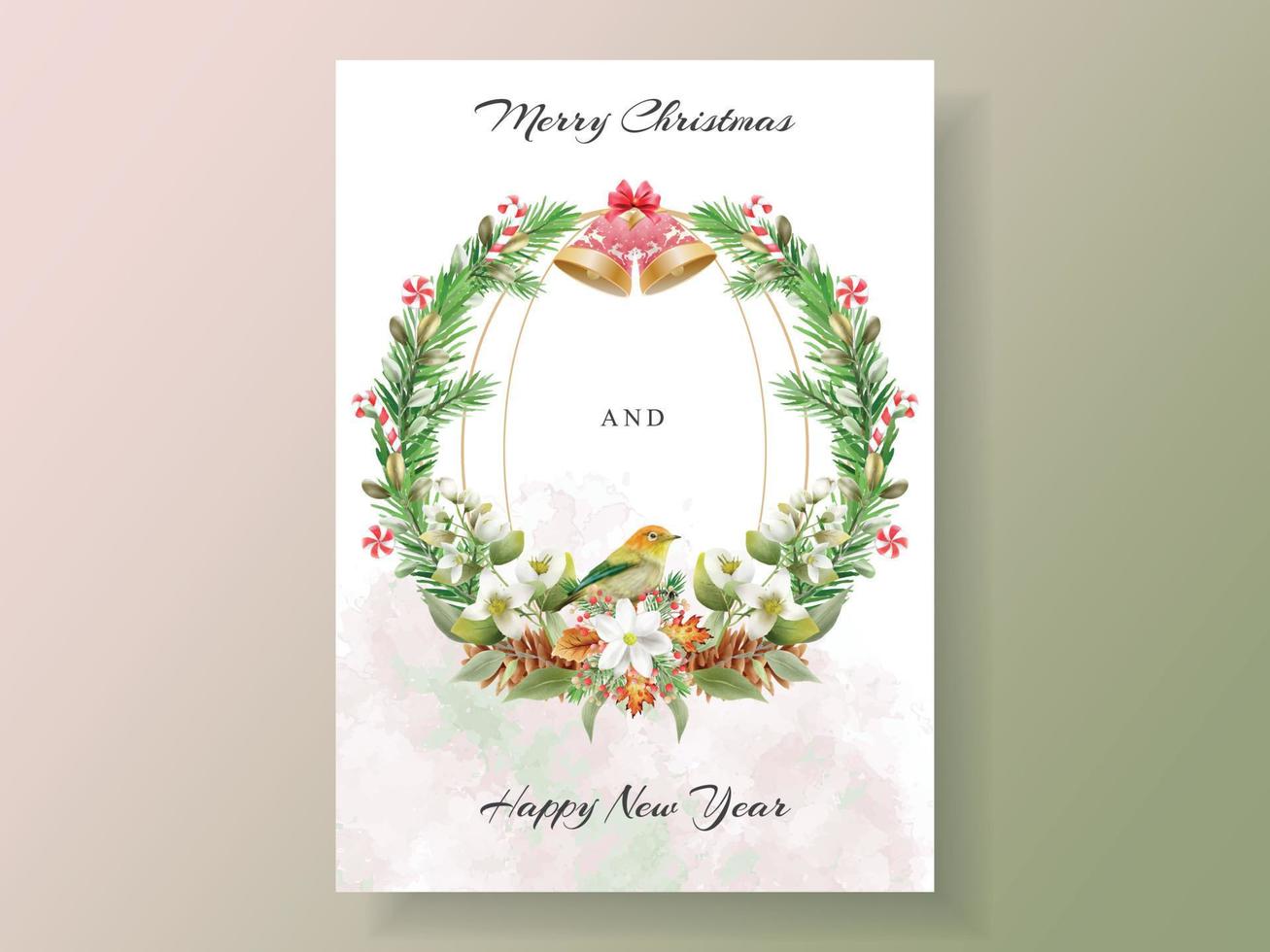 invitation and postcard with illustration of animal and christmas element vector
