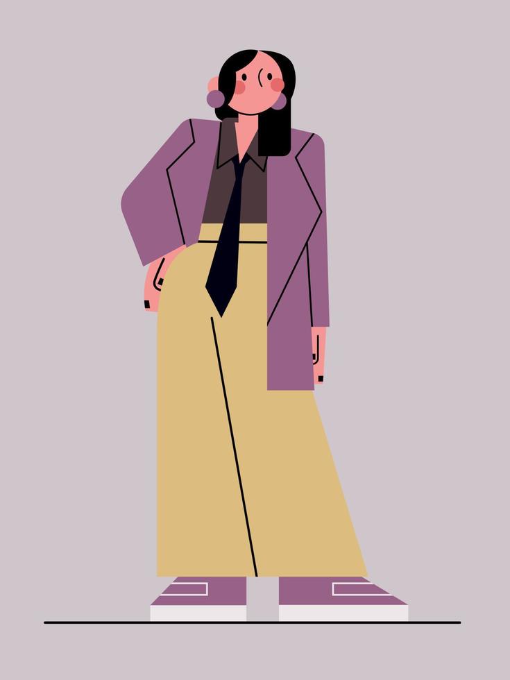 chica con estilo en una chaqueta vector