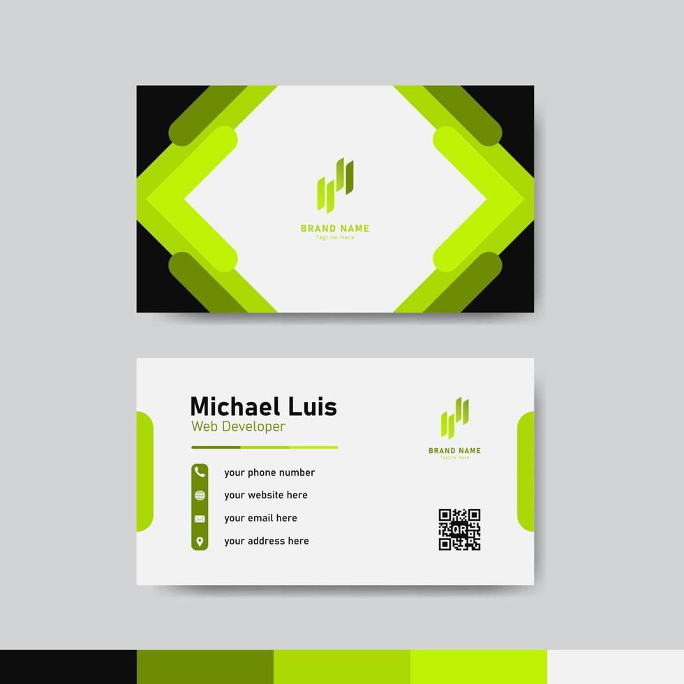 Green and white business identity card template concept vector