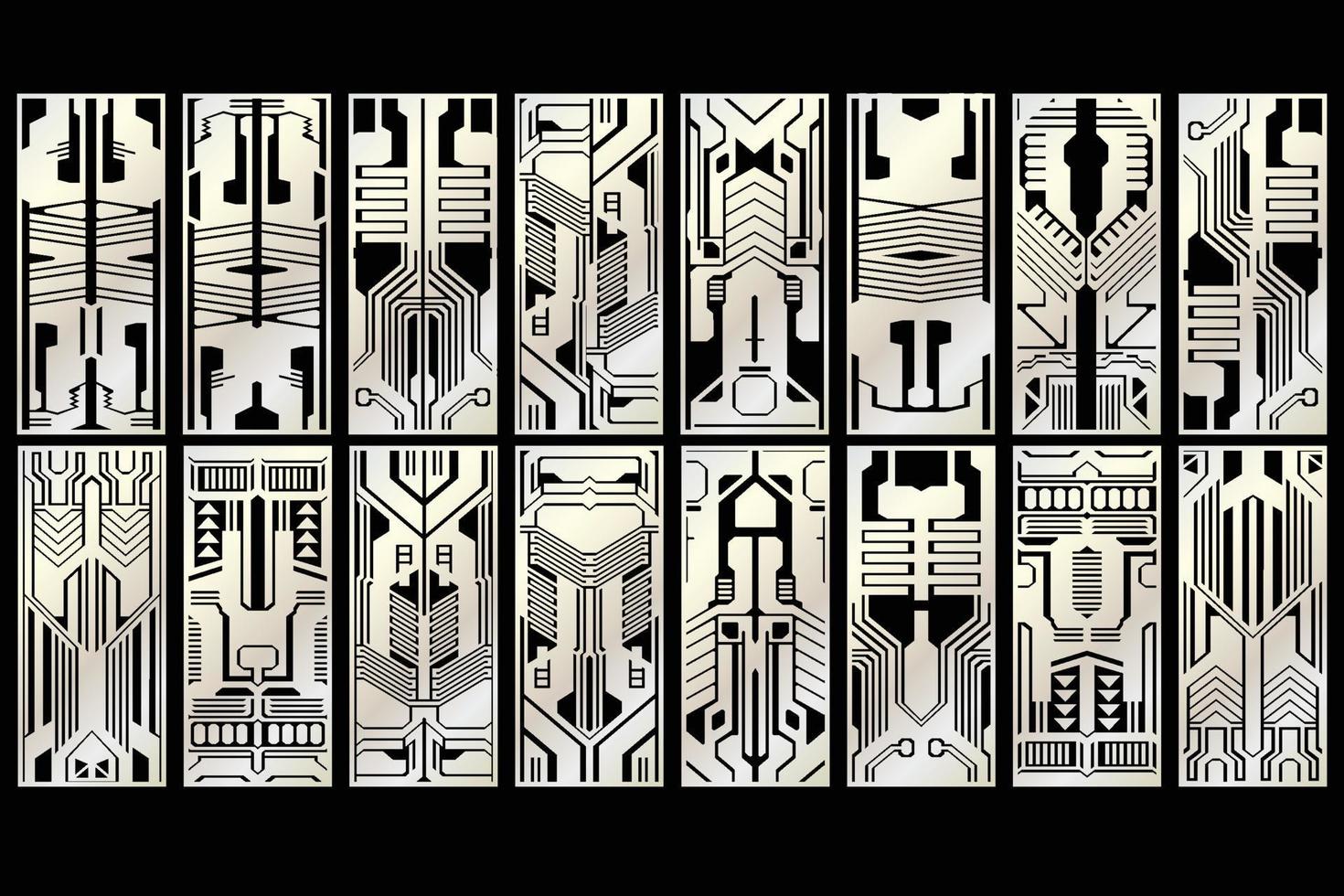 set of cyber punk vertical pattern graphic vector