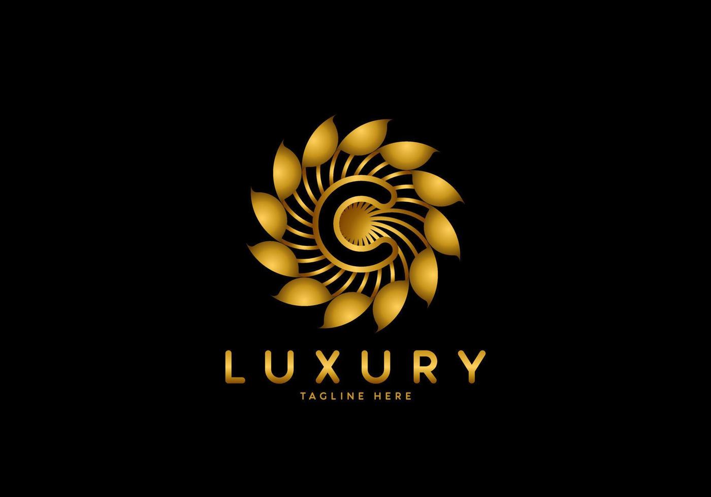 Letter C Golden Flower Luxury Logo vector